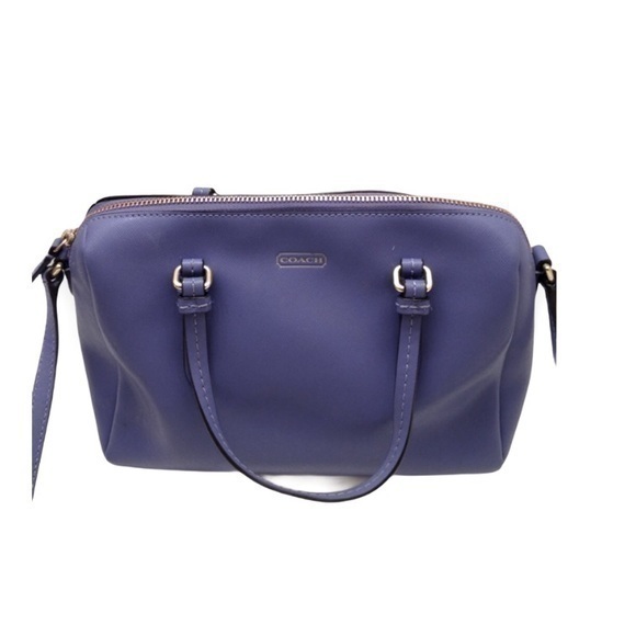 COACH BLUE Sm DOCTOR BOSTON BAG SAFFIANO Leather - Picture 1 of 8